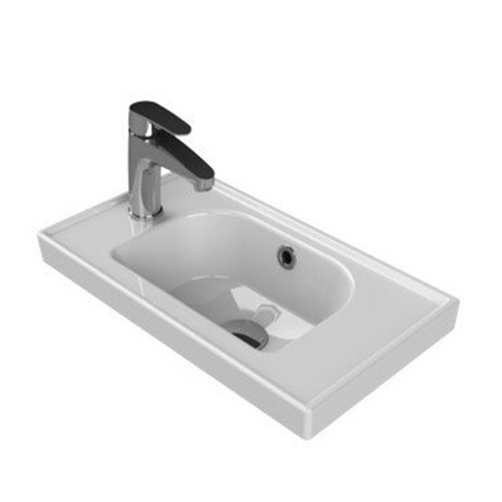 TURKUAZ FRAME ETAJERLİ LAVABO 50*28 CM (SOLDAN DELİKLİ)