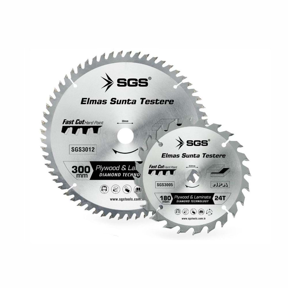 SGS Elmaslı Sunta Ahşap Kesme Daire Testere 180mm x 24T x 22.23mm