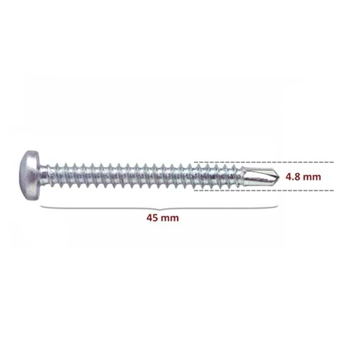 YSB Matkap Uçlu Vida 4.8x45 (500 Ad)